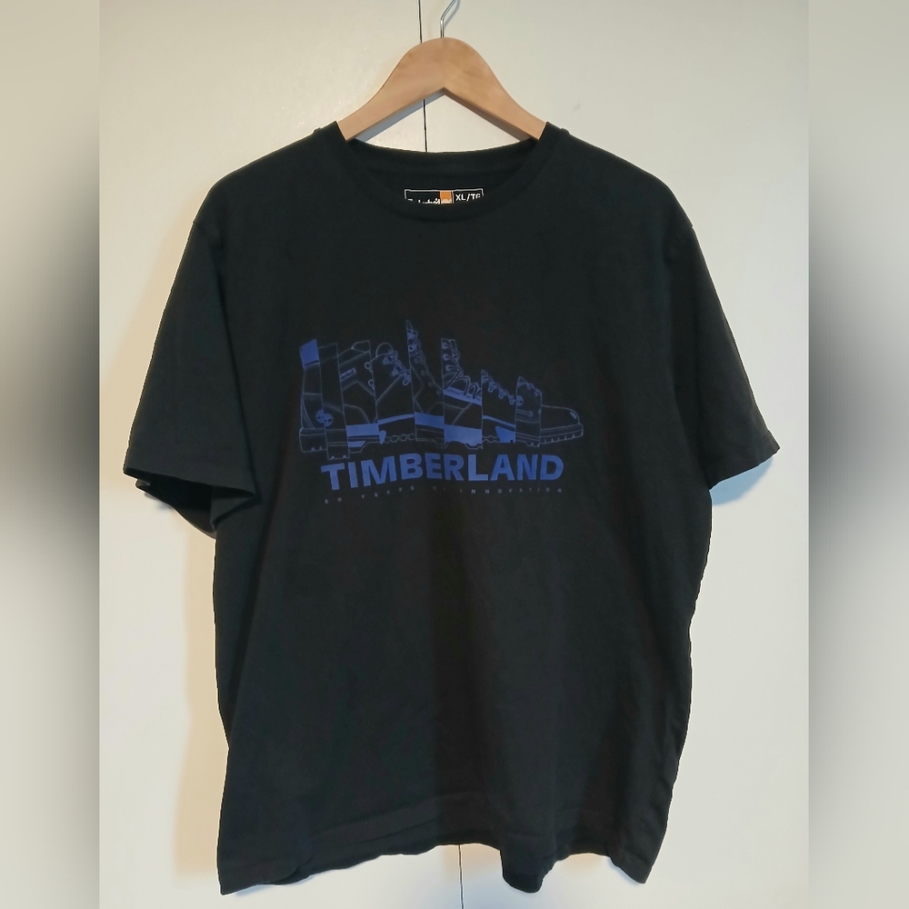 Timberland Organic Cotton Logo Tee Men XL Black Shoe Graphic